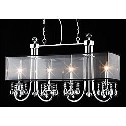 4-light Black Shade and Clear Crystal Chandelier