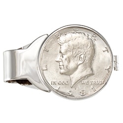 American Coin Treasures Genuine JFK Half Dollar White Metal Money Clip