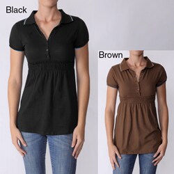 Illusion Junior's Polo Collar Babydoll Top