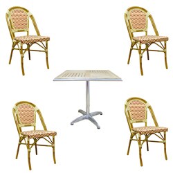 Warehouse of Tiffany Indoor/Outdoor Red Rattan 8- Piece Dining Set