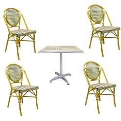 Warehouse of Tiffany Indoor/Outdoor Blue Rattan 8-Piece Dining Set 
