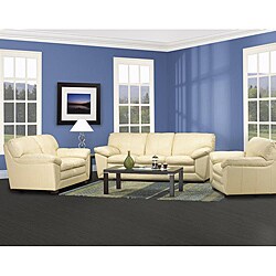 EuroDesign Ivory 3-piece Leather Sofa Set