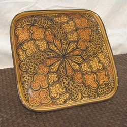 Handcrafted Clay Honeycomb Design Square Platter (Tunisia)