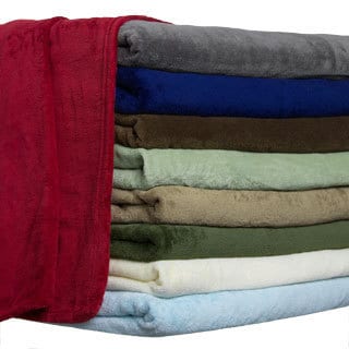 --->  All Seasons Solid Microplush Knit Hem Edging Blanket