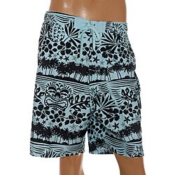 Mad Iguana Men's Blue Tropical Print Cargo Boardshorts