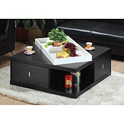 Mareines Black Coffee Table with Serving Trays