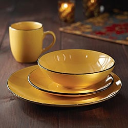 American Atelier 16-piece Classic Piping Yellow Dinnerware