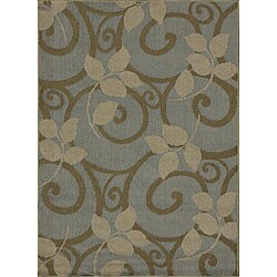 Roma Indoor/ Outdoor Blue Floral Rug (7'5 x 10'5)