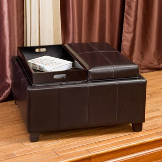 For sale Christopher Knight Home Mansfield Bonded Leather Espresso Tray Top Storage Ottoman