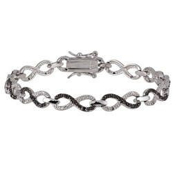 Silver 1/4ct TDW Black and White Diamond Infinity Bracelet (I-J, I3)