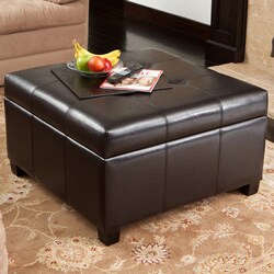 Richmond Espresso Bonded Leather Storage Ottoman