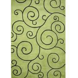 Hand-tufted Sarah Scrolls Green Wool Rug (8' x 10')