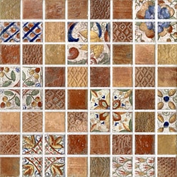 SomerTile 7.75x7.75-in Montage Valise 3 D�cor Ceramic Tile (Pack of 10)