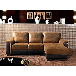 Abbyson Living Beverly Two-Tone Brown Fabric Sectional Sofa