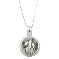 14k Gold Green Amethyst and 1/5ct TDW Diamond Necklace (I-J, I2-I3)