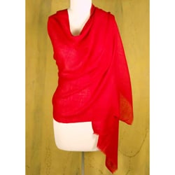 Silk and Cashmere Wool 'Red Romance' Shawl (India)