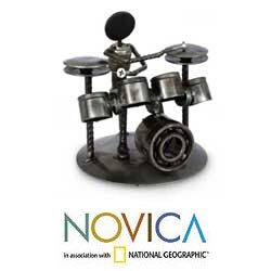 Iron 'Rustic Drummer' Sculpture (Mexico)