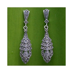 Sterling Silver Marcasite 'Thai Glamour' Drop Earrings (Thailand)