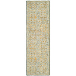 Handmade Cambridge Blue Wool Rug (2'6 x 12')