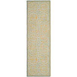 Handmade Cambridge Blue Wool Rug (2'6 x 6')