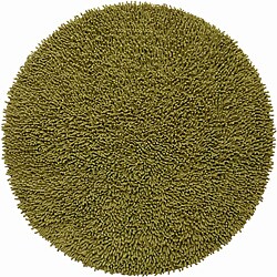 Hand-woven Moss Green Chenille Shag Rug (3' Round)