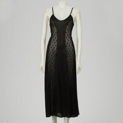 Illusion Women's Black Lace Panel Nightgown