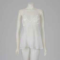 Illusion Women's White Sheer Heart Babydoll
