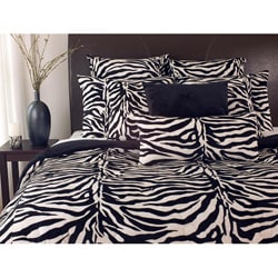 Black/ White Zebra Print Twin-size Microplush 2-piece Comforter Set