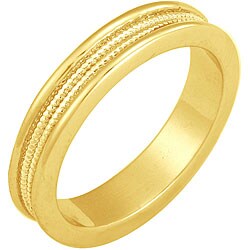 NEXTE Jewelry 14k Gold Overlay Women's Double Row Serrated Center Wedding Band (4 mm)