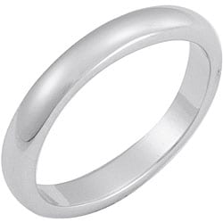 White Rhodium Overlay Terete Tapered Band (3 mm)