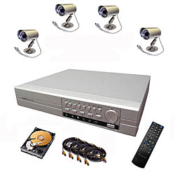 Web-Ready 4-channel 500GB HDDVR Surveillance System with 4 Night Vision Gun Cameras