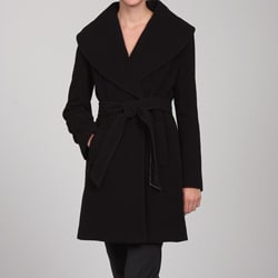 Larry Levine Women's Belted Wool Wrap Coat