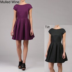 French Connection Women's Cap Sleeve Pleated Dress