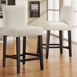 ETHAN HOME Bennett 24 inches Faux Leather White Bar Stools (Set of 2)