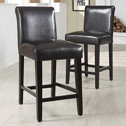 ETHAN HOME Bennett Brown Faux Leather Barstools (Set of 2)