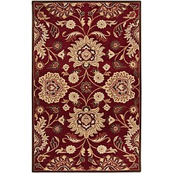 Hand-tufted Floral Medallion Burgundy Wool Rug (6' x 9')