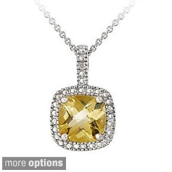 Glitzy Rocks Sterling Silver 2.35 CTW Gemstone and Diamond Accent Square Necklace
