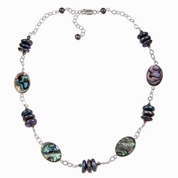 Sterling Silver Crystal, Abalone and Pearl Necklace (4-10 mm)
