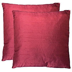 Duponi Silk Square Decorative Pillows (Set of 2)