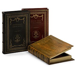 Set of 3 Wood and Leather Argento Classic Euro Book Boxes