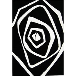 Hand-tufted Ivory/Black Wool Rug (4' x 6')