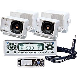 Pyle KTMR1624NT Marine In-dash CD/ MP3 Player with 4 Mini Box Speakers