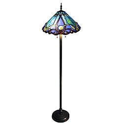 Tiffany-style 2-light Bronze Victorian Floor Lamp