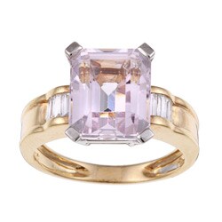 18k Yellow Gold Kunzite and 1/5ct TDW Diamond Ring (H-I, SI1-SI2)