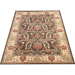 Indo Hand-tufted Mahal Brown Wool Rug (7'8 x 9'8)