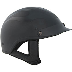 DOT Black Flame Shorty Motorcycle Helmet