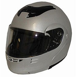 DOT Modular Full Face Silver Motorcycle Helmet