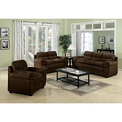 Heath Brown Microfiber Sofa Set with Sofa, Loveseat and Chair