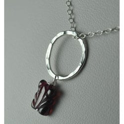 Fine and Sterling Silver Ring with Garnet Pendant Necklace