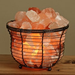 WBM Himalayan Crystal Salt Round Basket Lamp